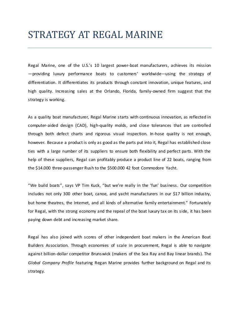 State regal marine’s mission in your own words. image