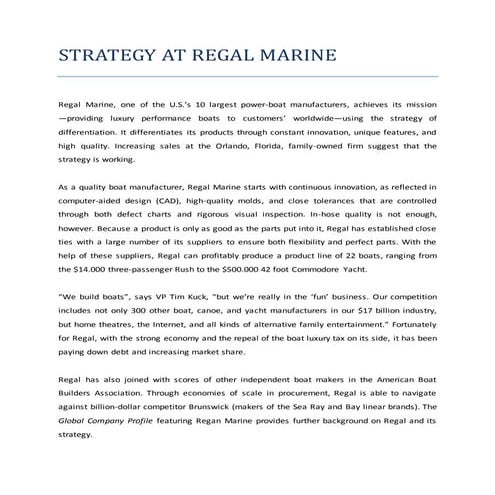 Regal marine case study