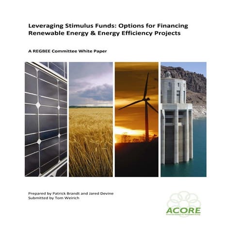 Leveraging Stimulus Funds: Options for Financing Renewable Energy &amp; Energ...