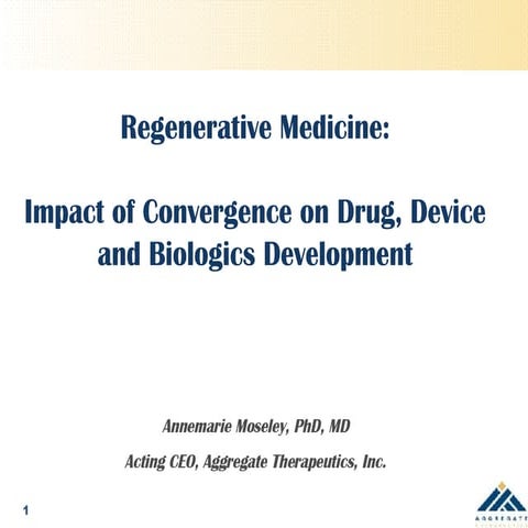Regenerative Medicine: Impact of Convergence on Drug, Device, and Biologics D...