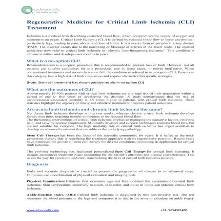 Regenerative Medicine for Critical Limb Ischemia
