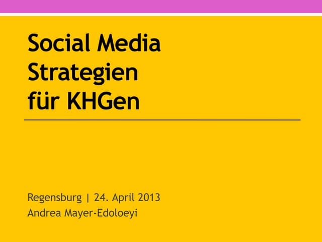 Social Media Strategien für KHGs
