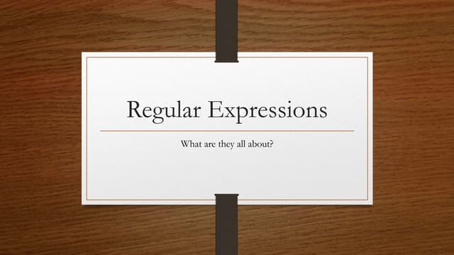 Regular Expressions
