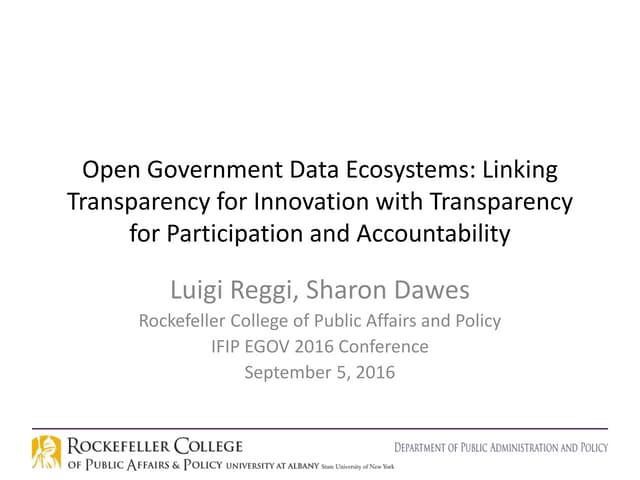 Open Government Data Ecosystems: Linking Transparency for Innovation with Tra...