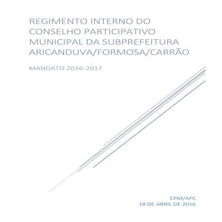 CPM/AFC - Regimento interno, aprovado em 18 de abril de 2016