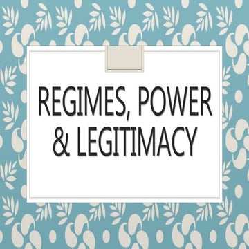 Regimes, Power  & Legitimacy (UCSP)