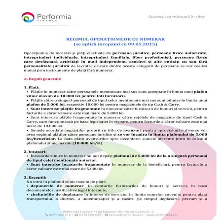 Regim operatiuni cash