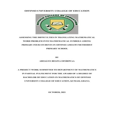 USING INDUCTIVE APPROACH TO ASSESS THE DIFFICULTIES IN TRANSLATING MATHEMATIC...