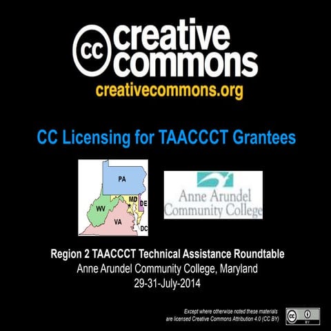 CC Licensing For DOL TAACCCT Grantees 