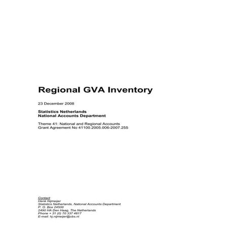 Regional GVA Inventory Statistics Netherlands, 2008