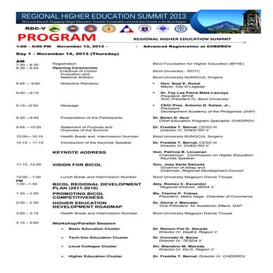 Regional Higher Education Summit Program 2013 (Revised)