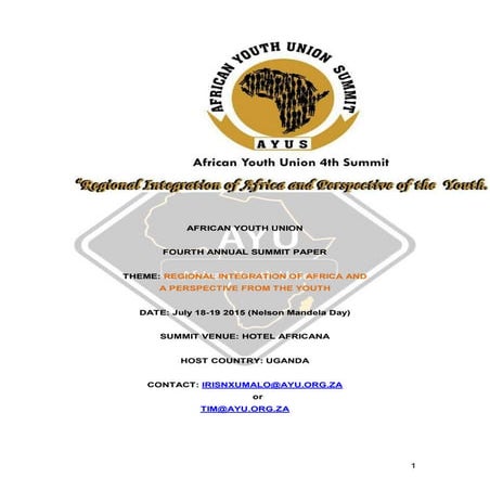 Regional Integeration of Africa and Perspective of the Youth