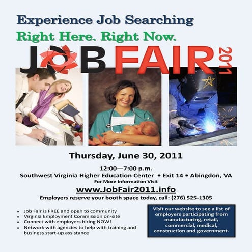 Regional job fair flyer, june 30, 2011