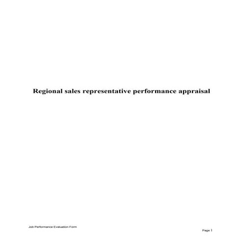 Regional sales representative performance appraisal