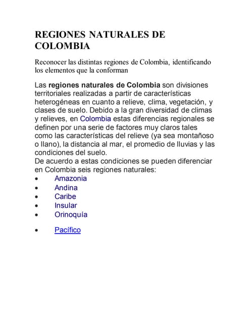 Guia 3 regiones naturales de colombia | PDF