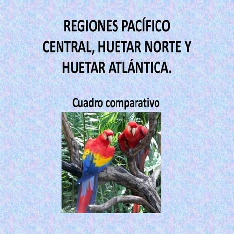 Regiones pacífico central, huetar norte y huetar