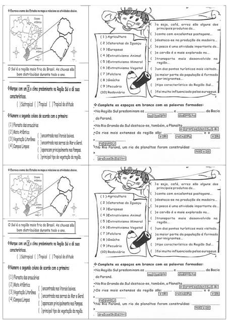 Região nordeste e região sul caça p...