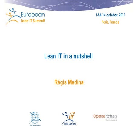 "Lean IT in a nutshell" by Régis Medina, lean coach