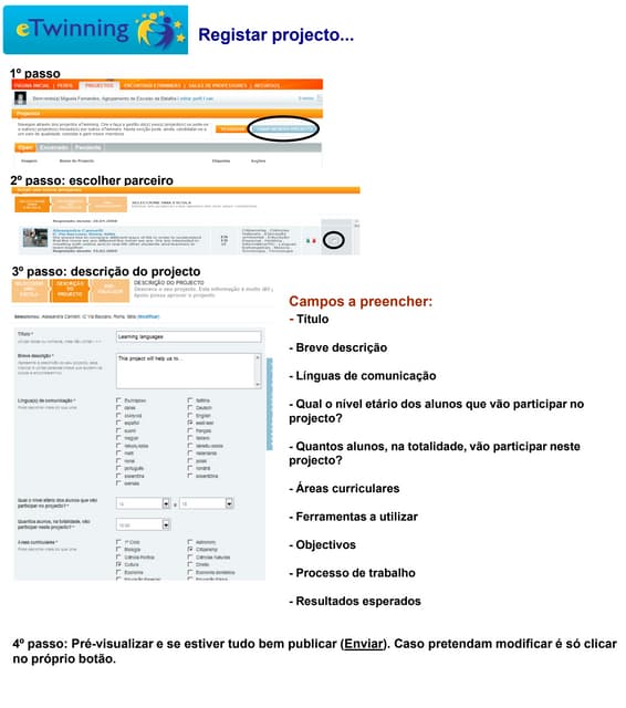 eTwinning: Registar projecto