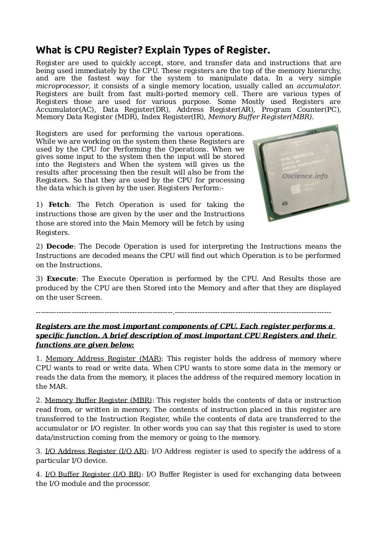 What is CPU Register? Type of CPU Register.