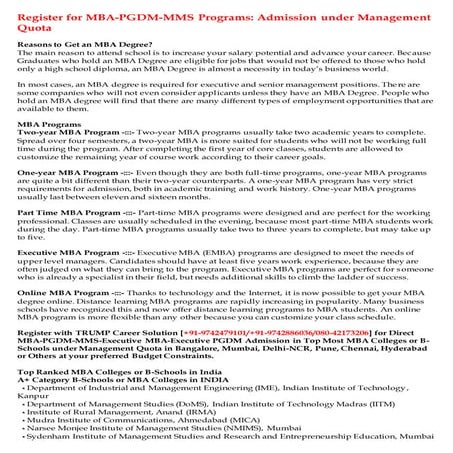 Register for mba pgdm-mms programs admission under management quota