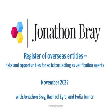 Register of Overseas Entities - risks and opportunities for solicitors acting...