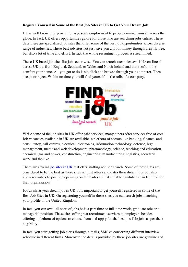 Register Yourself In Some Of The Best Job Sites In Uk To Get Your Dre
