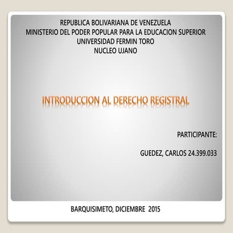 INTRODUCCION AL DERECHO REGISTRAL