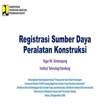 Registrasi Sumber Daya Peralatan Konstruksi
