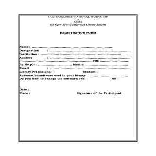 Registration form Koha workshop