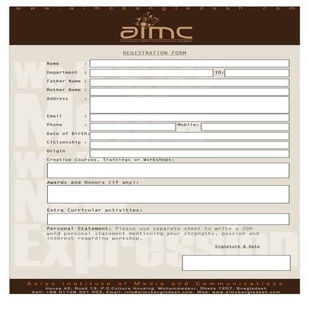 AIMC Registration form