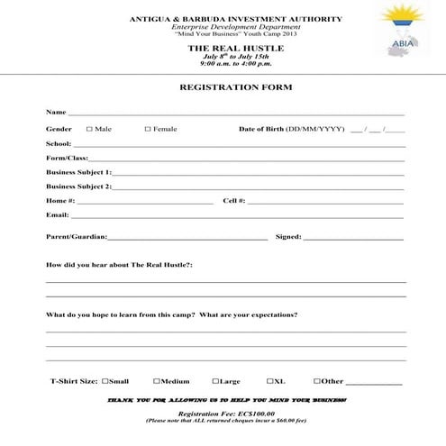 Registration form
