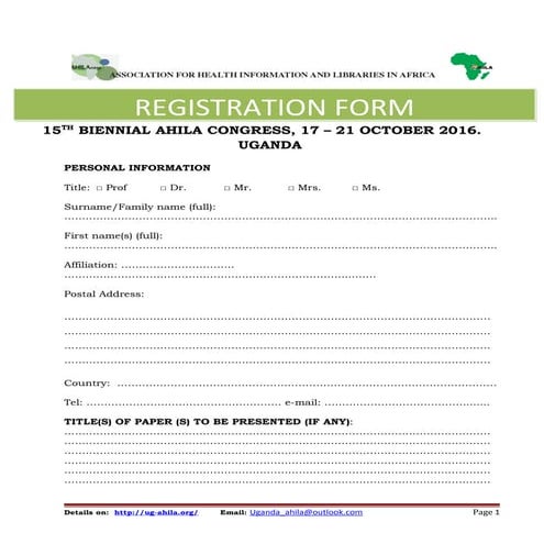 Registration form