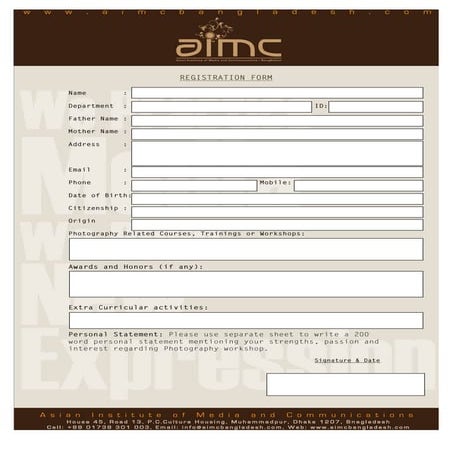Registration form creative photography