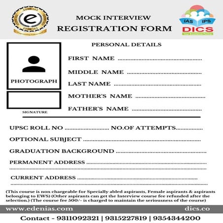 Registration form interview | EDEN IAS