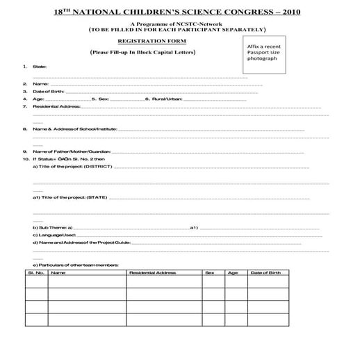 Registration form ncsc 2010