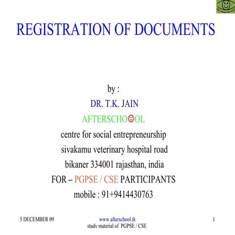 Registration of documents 