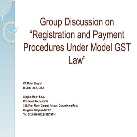 Registration & Payment Procedures under Model GST Law