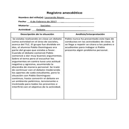 Registro anecdótico y registro descriptivo