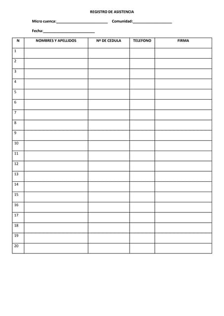 formato lista de asistencia