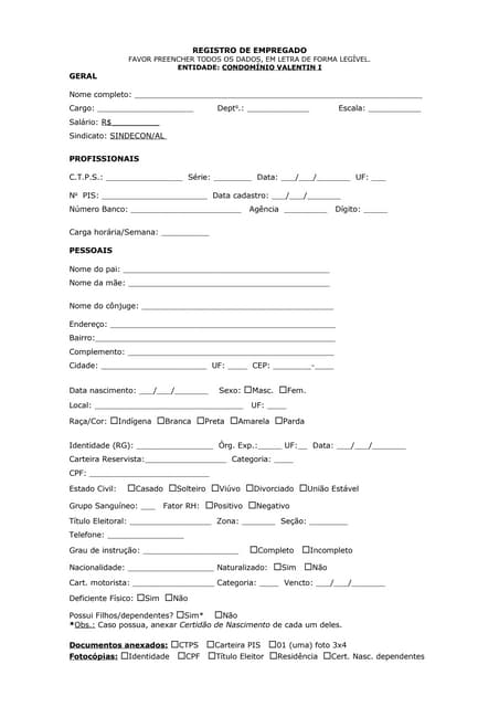 Registro de empregado