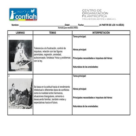 Registro TAT para varones adolescentes y hombres adultos