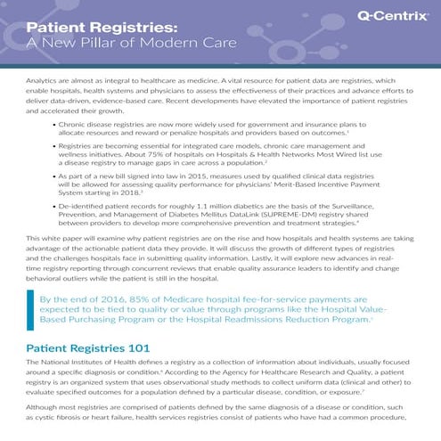 Patient Registries: A New Pillar of Modern Care