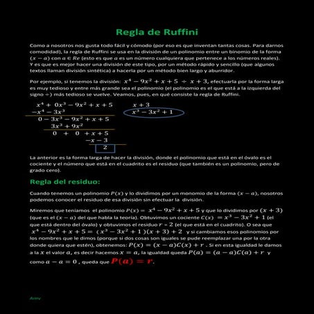 Regla de ruffini | PDF