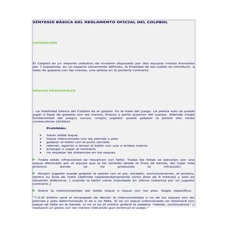 Reglamento del Colpbol