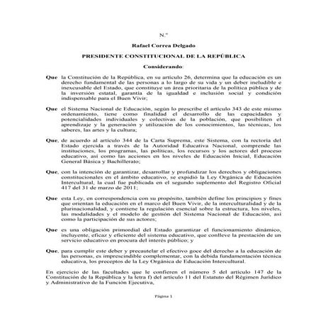 Reglamento a la Ley de Educación Intercultural