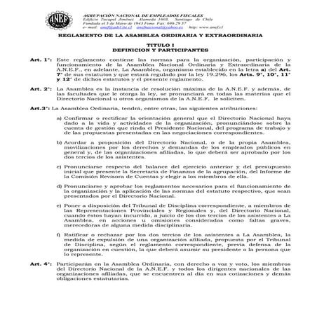 Reglamento asambleasanef