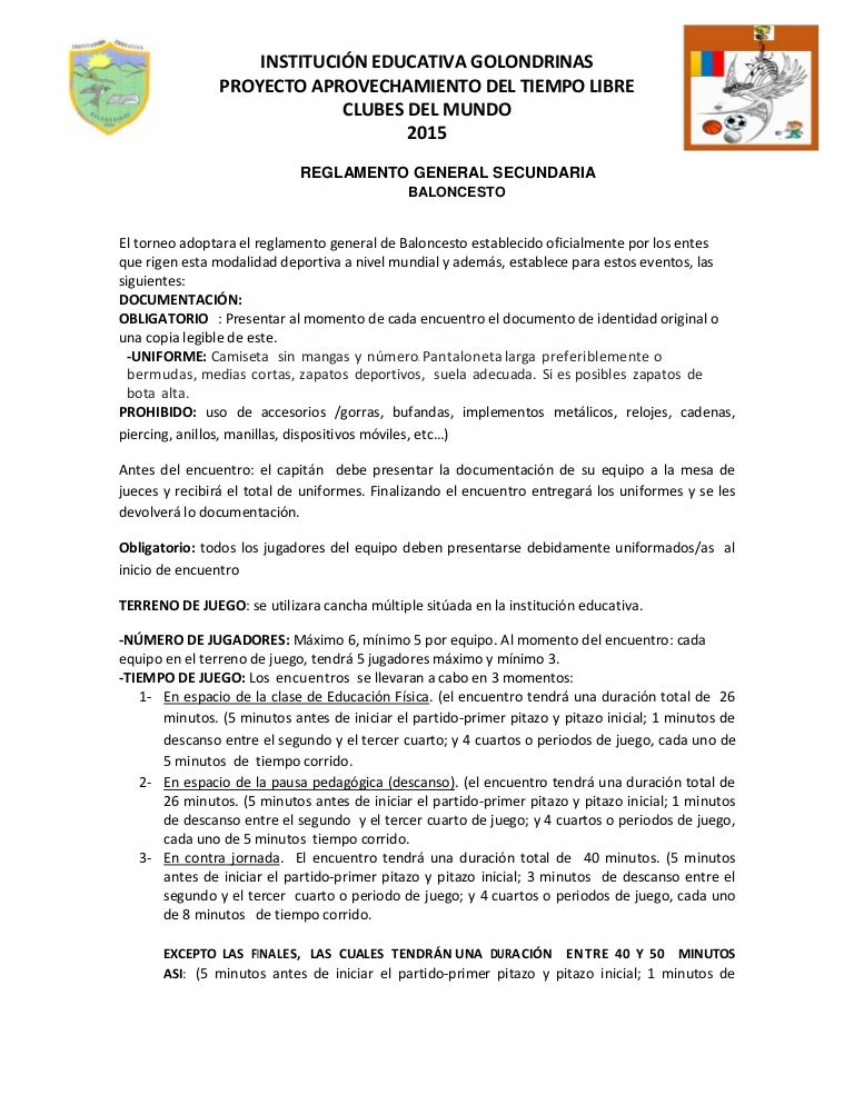 Reglamento baloncesto 2015