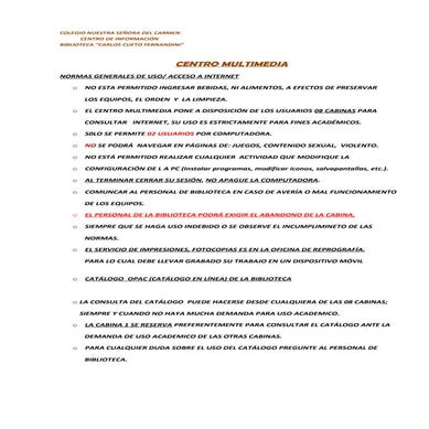 Reglamento centro multimedia journal