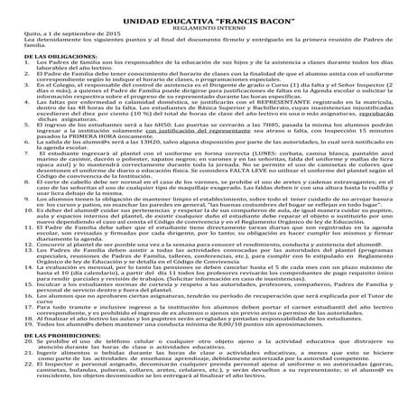 Reglamento colegio 2015 2016 francis